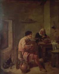 Ein Innenraum mit Figuren